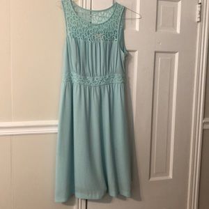 Light blue dress.